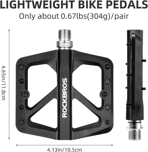 Imagen 4 de 7 de Pedales Bicicleta Ciclismo Nylon Rockbros Mtb Bmx Negros