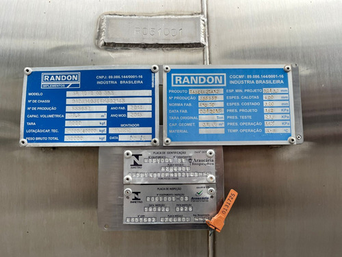 Carreta Sr Tanque Inox Randon De 38 Mil Lts Ano 2014/2015