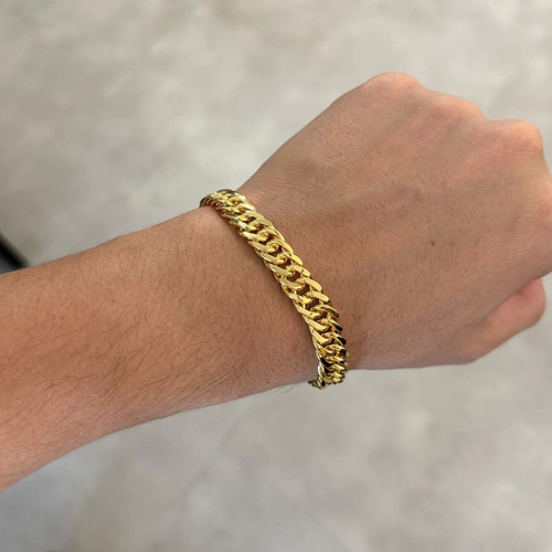 Pulseira Grumet Lacraia 10mm Masculina Banhada A Ouro 18k