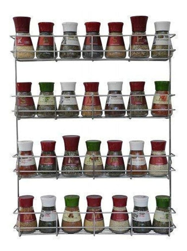 4 Tier Spice Rack - Cabinet Door And Wall Mountable Spice Ra