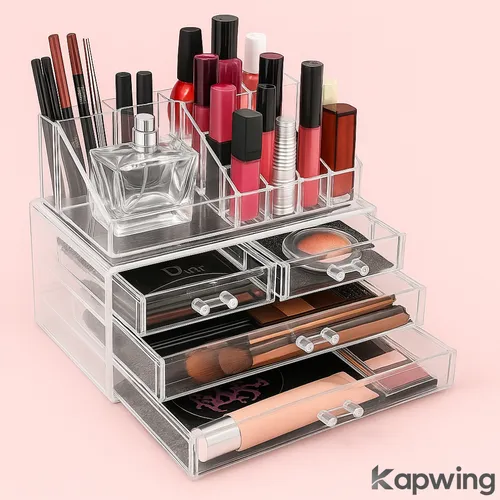 Organizador Maquiagem Cosméticos Batom Acrílico 4 Gavetas Para Acessórios 16 Divisórias Porta Maquiagem Kapwing
