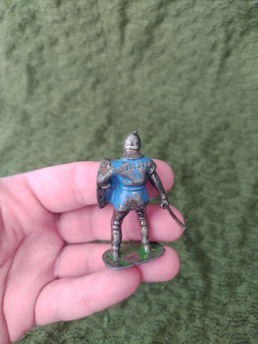 Soldado Plomo Hueco Timpo 1950 Soldado Medieval Lanza 54mm Azul (Usado)