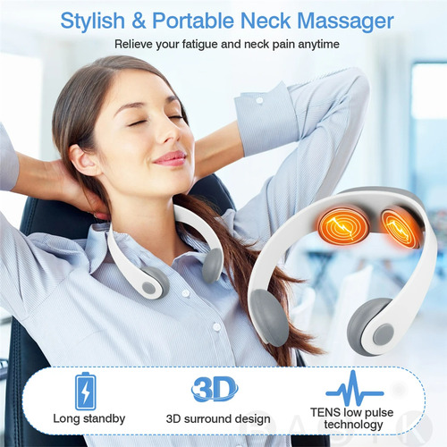Masajeador De Cuello Inteligente Con Tecnología Tens Y Ems Color Blanco