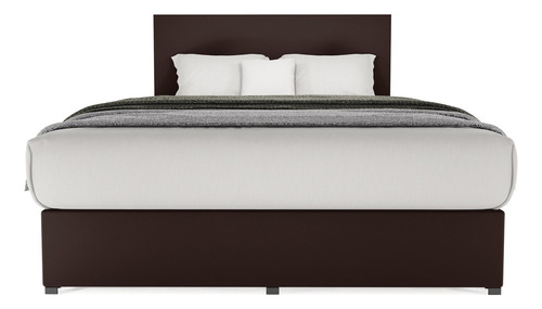 Cama Recamara Base Box Cabecera Urban Chocolate Matrimonial Color Marrón