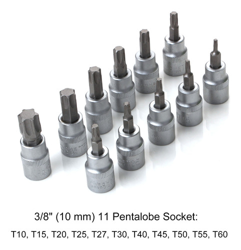 Juego De 34pzs Puntas E-torx 3/8'' 5/16'' Para Llave Socket