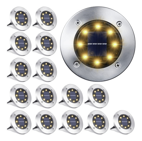 Lyhope Luces Solares De Suelo Para Exteriores, 8 Luces Led D