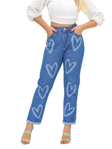 Calça jeans com sales desenhos