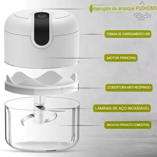 Multiprocessador De Alimentos Portátil Elétrico Marca Tomate Cor Variado