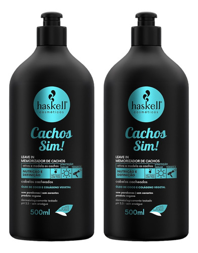 Kit 2 Leave In Cachos Sim Definição Nutrição 500 Ml Haskell