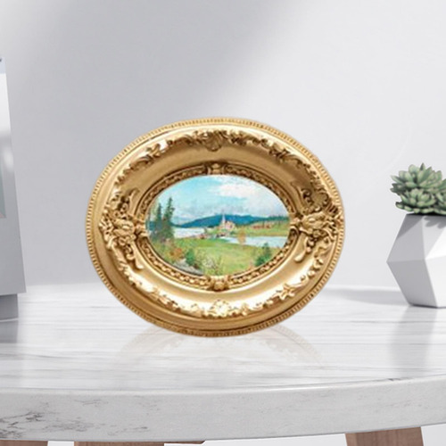 Marco De Fotos En Relieve Pantalla De Mesa De Oval