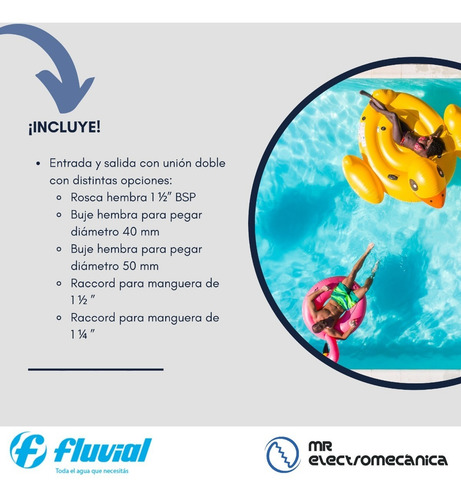 Imagen 4 de 10 de Bomba Autocebante Fluvial Plata 3 3/4 Hp Agua Pileta Piscina
