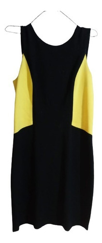 Vestido Julio Fiesta Corto Negro Con Amarillo Talla M