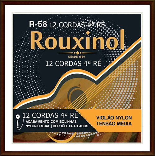 Kit 12 Cordas 4ª Ré Nylon Violão Rouxinol R14-p Bolinha