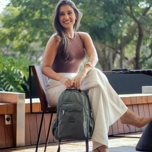 Mochila Juvenil Jumper Moderna Reforçada Escolar Cor Verde-escuro Desenho Do Tecido Liso