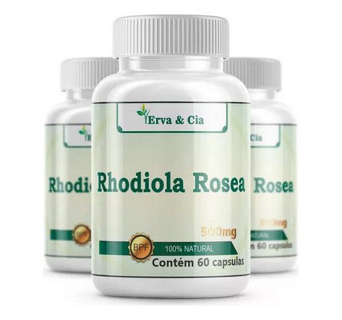 Rhodiola Rosea 100% Pura 500 Mg 3 Frascos 180 Capsulas