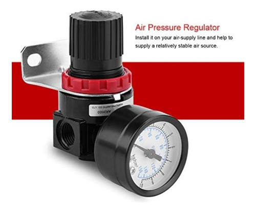 Regulador De Pressão Para Compressor C/ Manômetro Rosca 1/4
