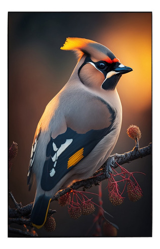 Cuadro De Colección Aves Hermosas Pájaro Waxwing # 3 Ch