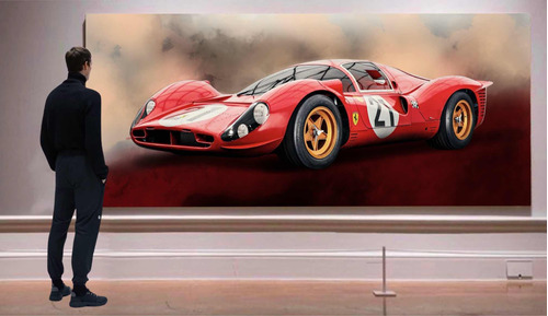 Ferrari, Mural En Tela 210x90 Con Bastidor