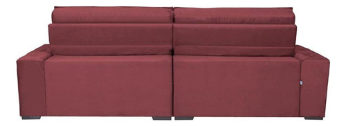 Sofá Austin 2,82m Retrátil, Reclinável com Molas no Assento e Almofadas, Suede Vinho Cama inBox