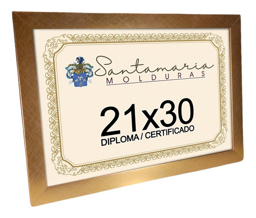 Imagem 2 de 6 de Kit 4 Molduras Porta Diploma Certificado A4 21x30 Dourado
