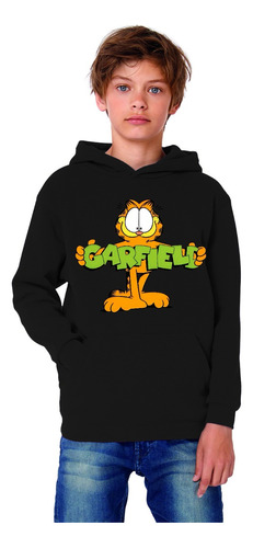 Polerón Canguro Capucha Gato Garfield Estampada Dtf Cod 001