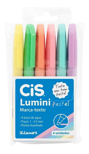 Estojo Caneta Marca Texto Cis Lumini Pastel - 6 Cores Lindas