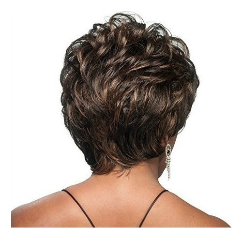 ( Peruca Curta Natural Feminina Peruca Preta Marrom