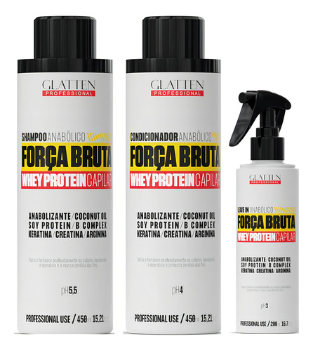 Glatten Força Bruta Shampoo E Condicionador E Leave-in