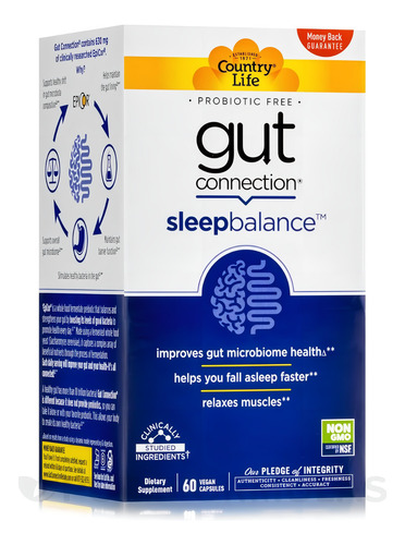 Country Life Gut Connection Balance Del Sueño 60 Caps Sabor Sin Sabor