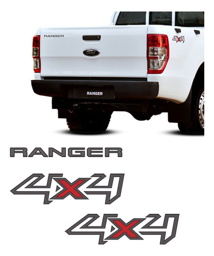 Kit Adesivos 4x4 Ranger Xl 2013/2016 Grafite + Emblema Tras.