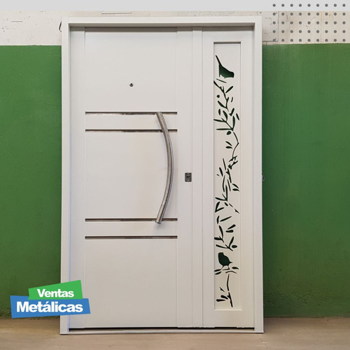 Puerta De Hoja Y Media Con Postigo Fijo Chapa Decorada Gris Oscuro