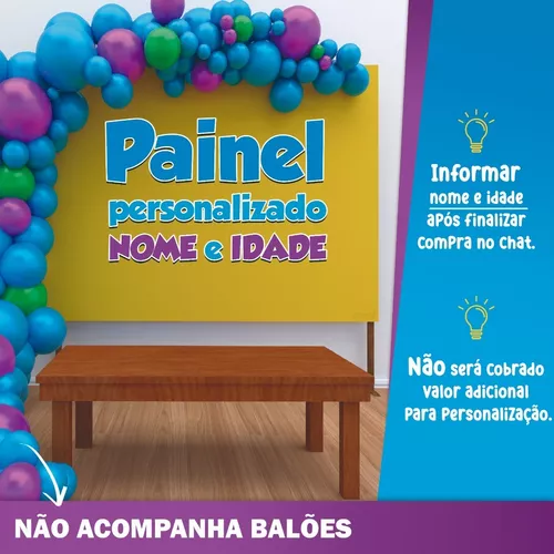 Kit Decoração Aniversário Personalizado com NOME e IDADE Free Fire