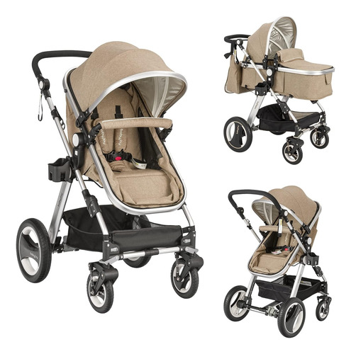 Baby Joy Coche Reversible Moises Bebe Caqui 2 En 1