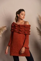 Comprar Sweater Largo, Sweater Cuello Volcado, Sweater Cuello A Mano