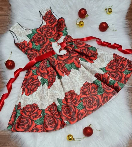 Vestido Infantil de Festa Vermelho Princesa Natal