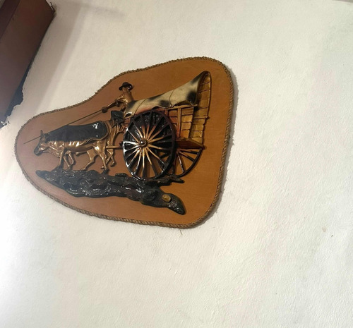 Antiguo Cuadro Tallado Madera Arte Regi Campo Carreta Gaucho (Usado)