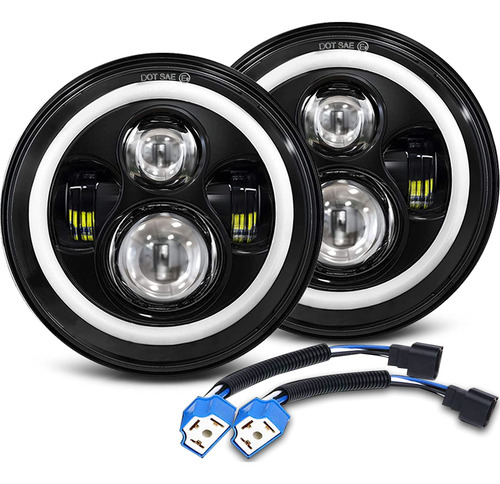 Un Faro Redondo Led H4 De 7 Pulgadas Jeep Wrangler Vocho Jk