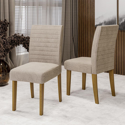 Conjunto Com 2 Cadeiras De Jantar Multimóveis Cr50041 Cor Bege