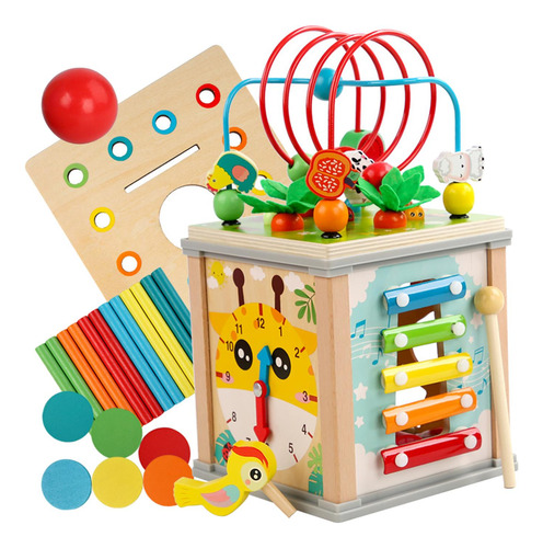 Bloques Con Formas Montessori, Cubo De Actividades Para