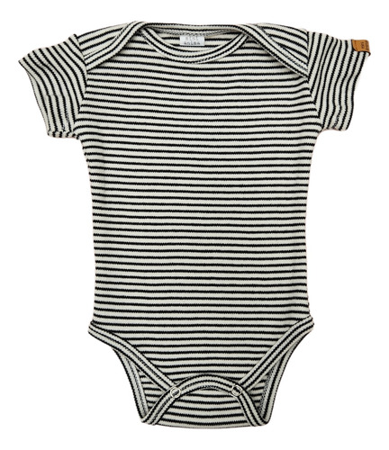 Body Mini Anima Rayitas Manga Corta Pañalero Bebe Negro