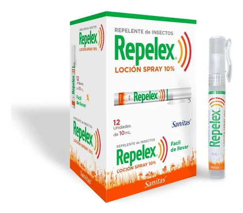 Repelex Repelente 10% Deet Loción Pen Spray 10ml Caja 12un