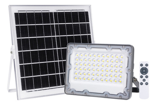 Reflector Led Solar 1,000 Lm Con Panel Y Control # Asl-001 Color De La Carcasa Gris Color De La Luz Blanco Frío