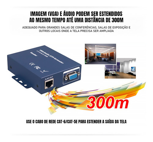 Extensor Vga 300m Kvm Com Função Mouse E Teclado - El300kvm