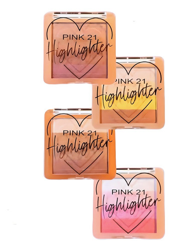 Paleta Rubor Bronzer Iluminador 4 Colores Pink 21