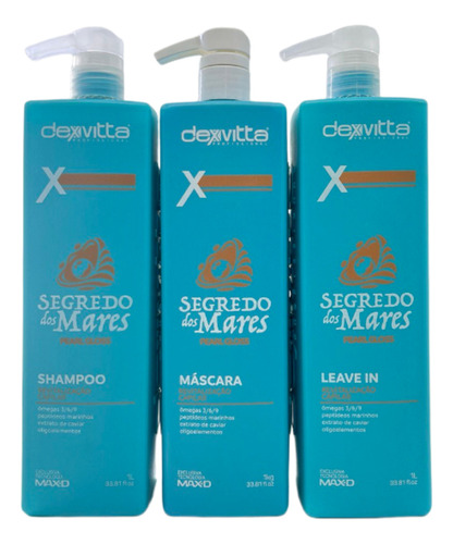 Kit Shampoo + Mask + Leav-in Segredo Dos Mares Dexvitta