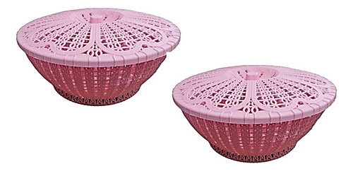 Cestas Organizador Canasta Tipo Rattan C Tapa 2 Pz Multiusos