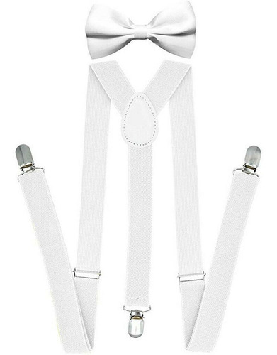 Set De Tirantes Sujetadores Y Moño Unisex, Elegantes Colores Color Blanco