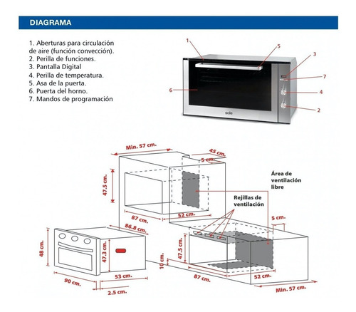 Horno Empotrable Eléctrico Sole Luxe 90 Cm Nuevo En Caja