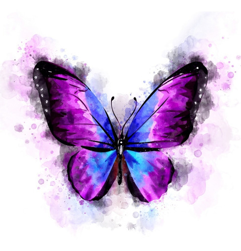 Mariposa En Colores Tipo Acuarela, Cuadro Decorativo Canvas