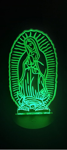 Virgen De Guadalupe En Acrílico Con Lampara Led